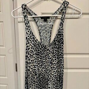 Forever 21 Black & White Leopard Print Racerback Tank Top, Size S
